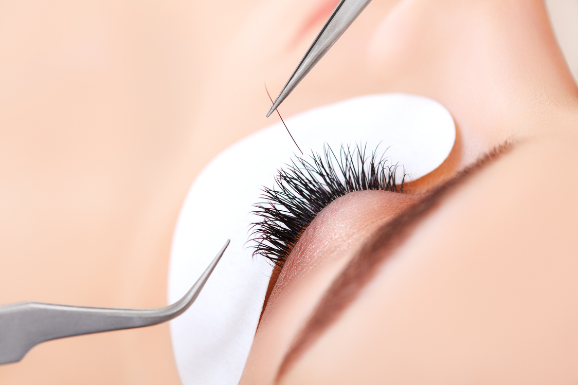 Woman Eye with Long Eyelashes. Eyelash Extension